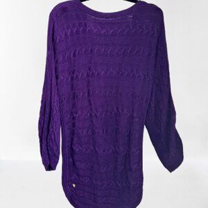 Ralph Lauren Purple Cable Knit Scoop Neck 3/4 Sleeve Sweater